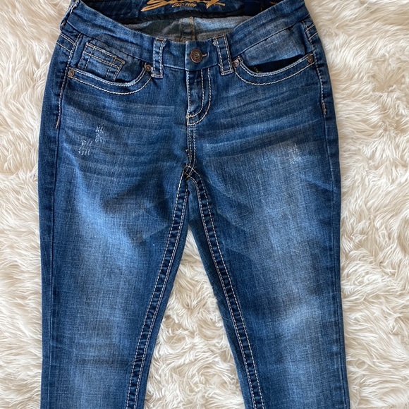 Seven7 The Rocker Slim Thick Stitch Embroidered Bootcut Jeans - Picture 7 of 14